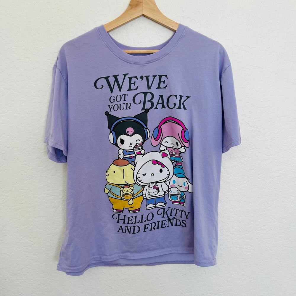Hello Kitty Kuromi My Melody Friends Lavender Graphic Tee Women XXL Sanrio